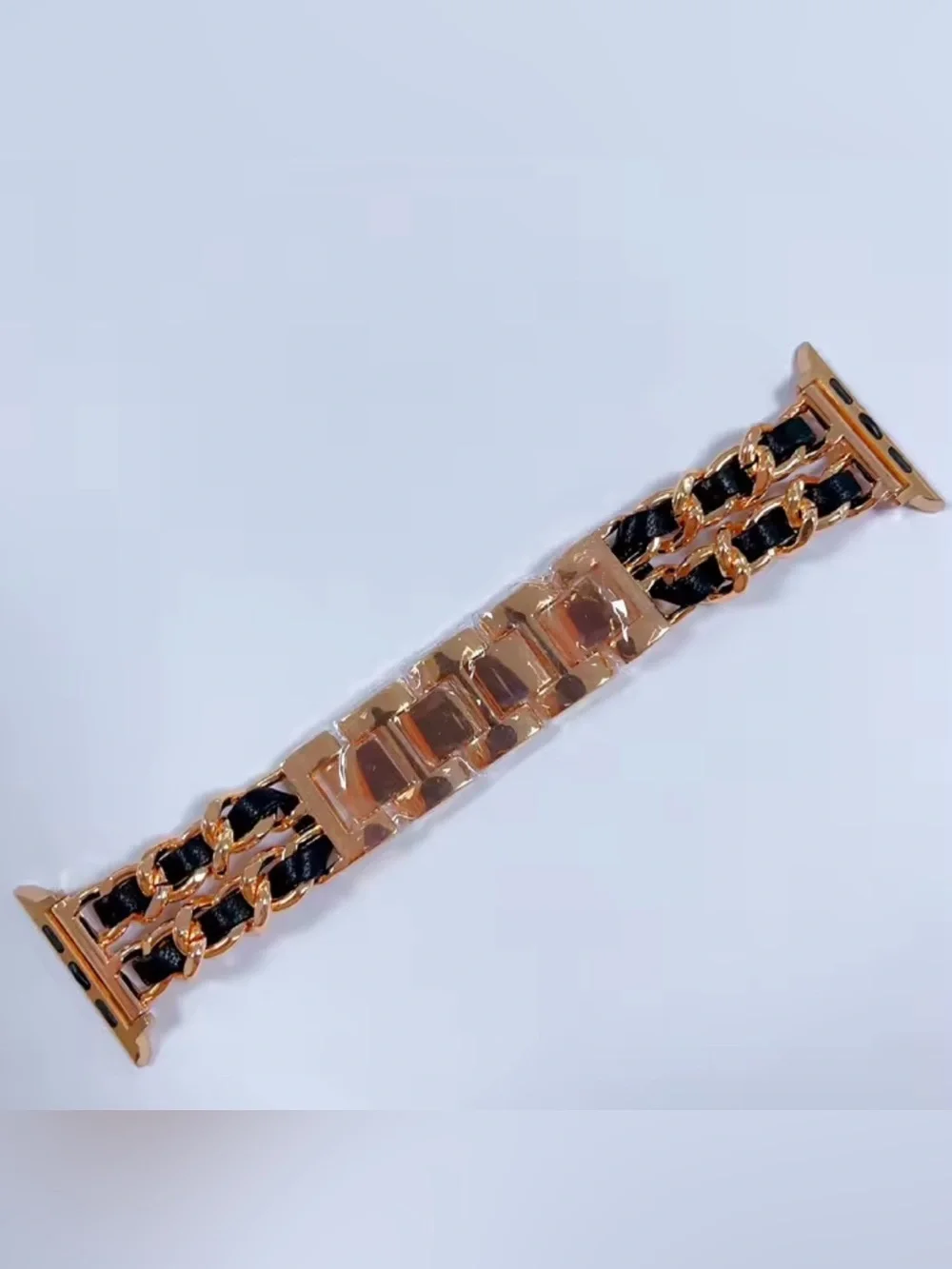 New rose gold and black Chain-Link Leather band for Apple Watch 38-49mm